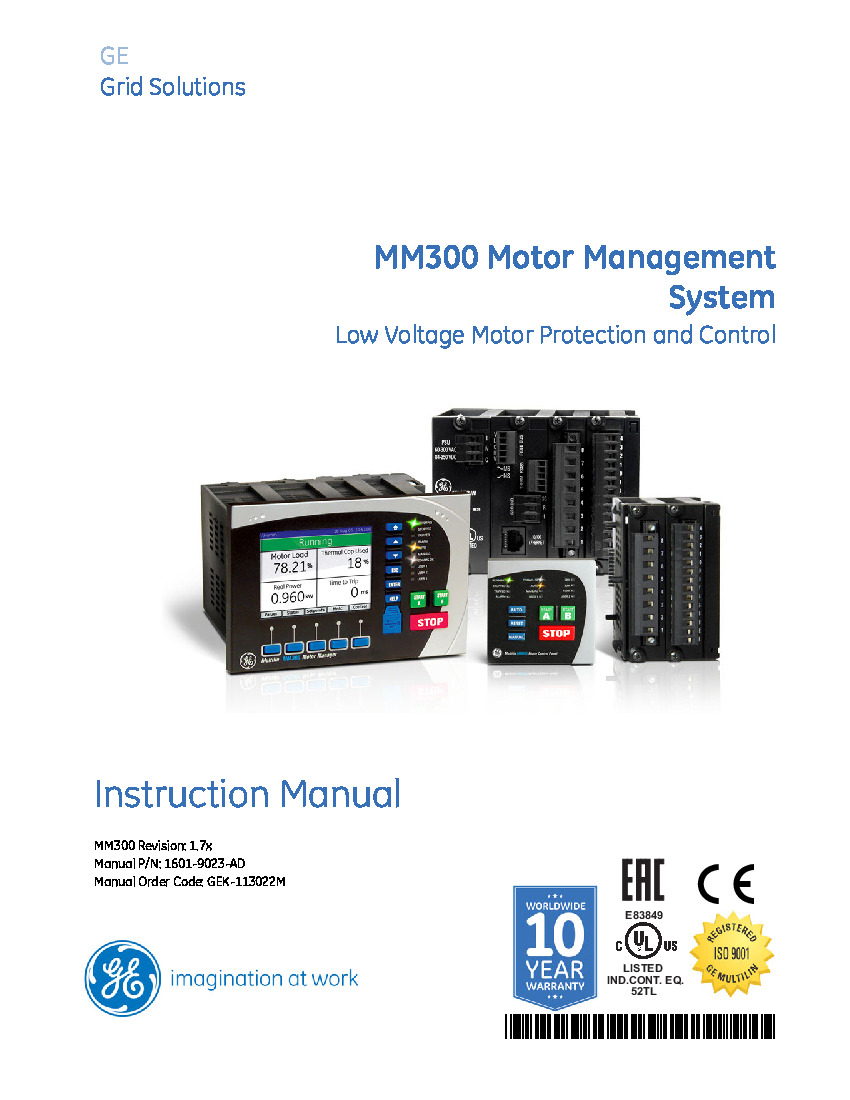 First Page Image of MM300-BEHPSCA GE Multilin MM300 1601-9023-AD User Manual.pdf